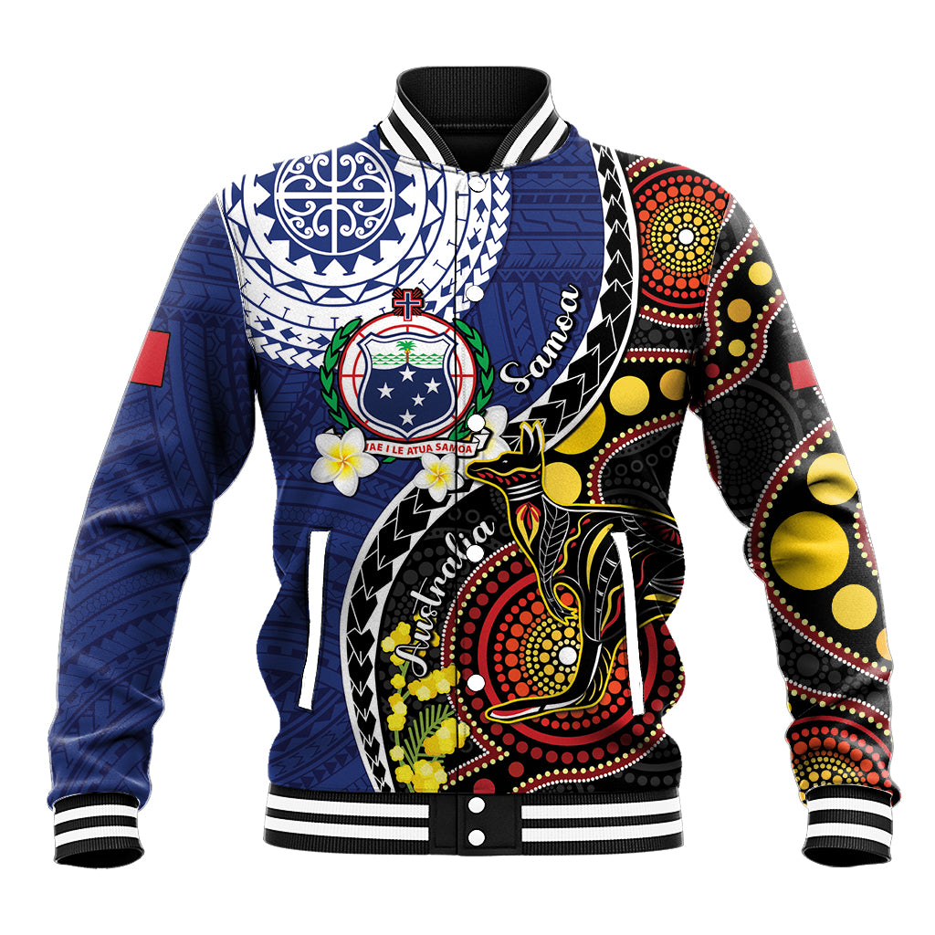 Samoa And Australia Together Baseball Jacket Aboriginal Mix Polynesian LT05 Unisex Blue - Polynesian Pride