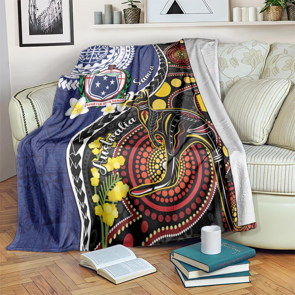 Samoa And Australia Together Blanket Aboriginal Mix Polynesian LT05 Blue - Polynesian Pride