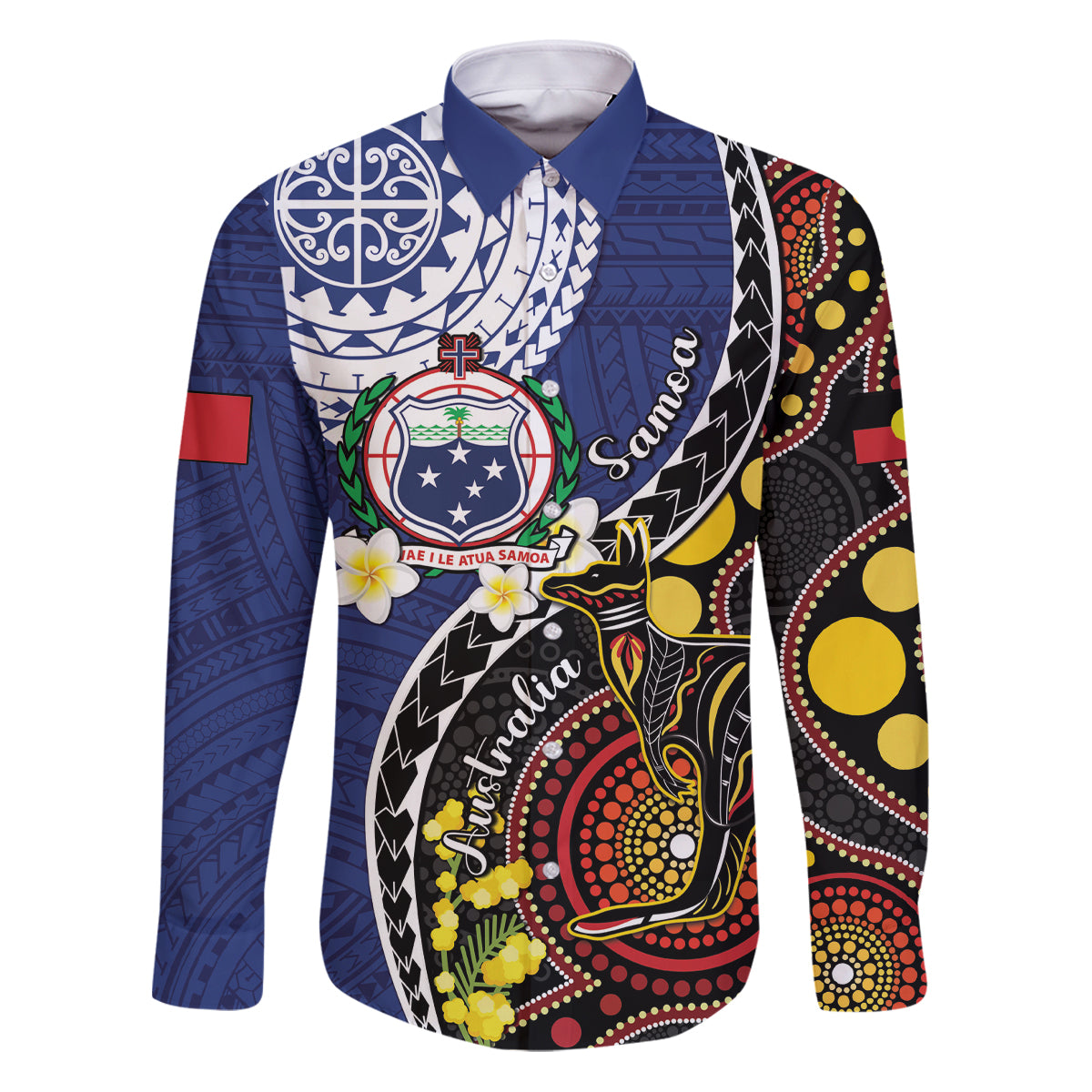 Samoa And Australia Together Family Matching Puletasi and Hawaiian Shirt Aboriginal Mix Polynesian