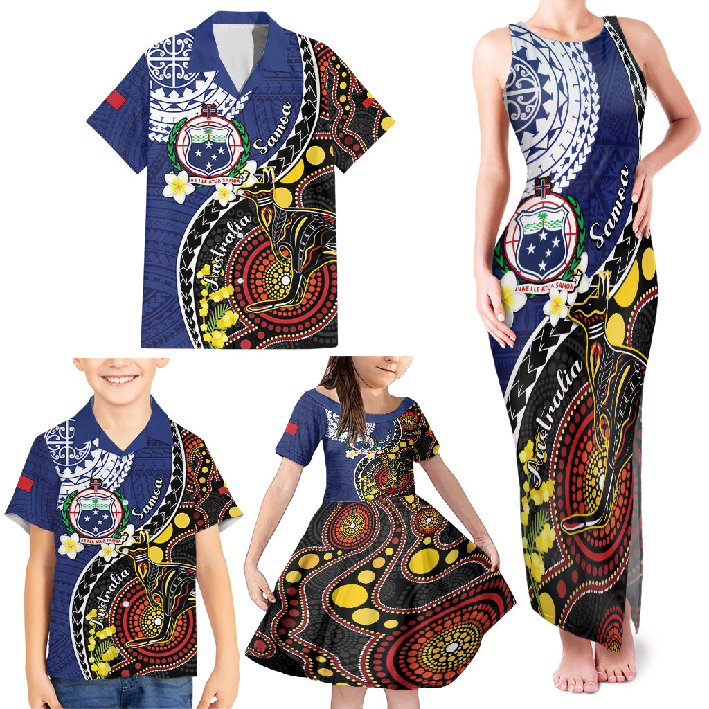 Samoa And Australia Together Family Matching Tank Maxi Dress and Hawaiian Shirt Aboriginal Mix Polynesian LT05 - Polynesian Pride