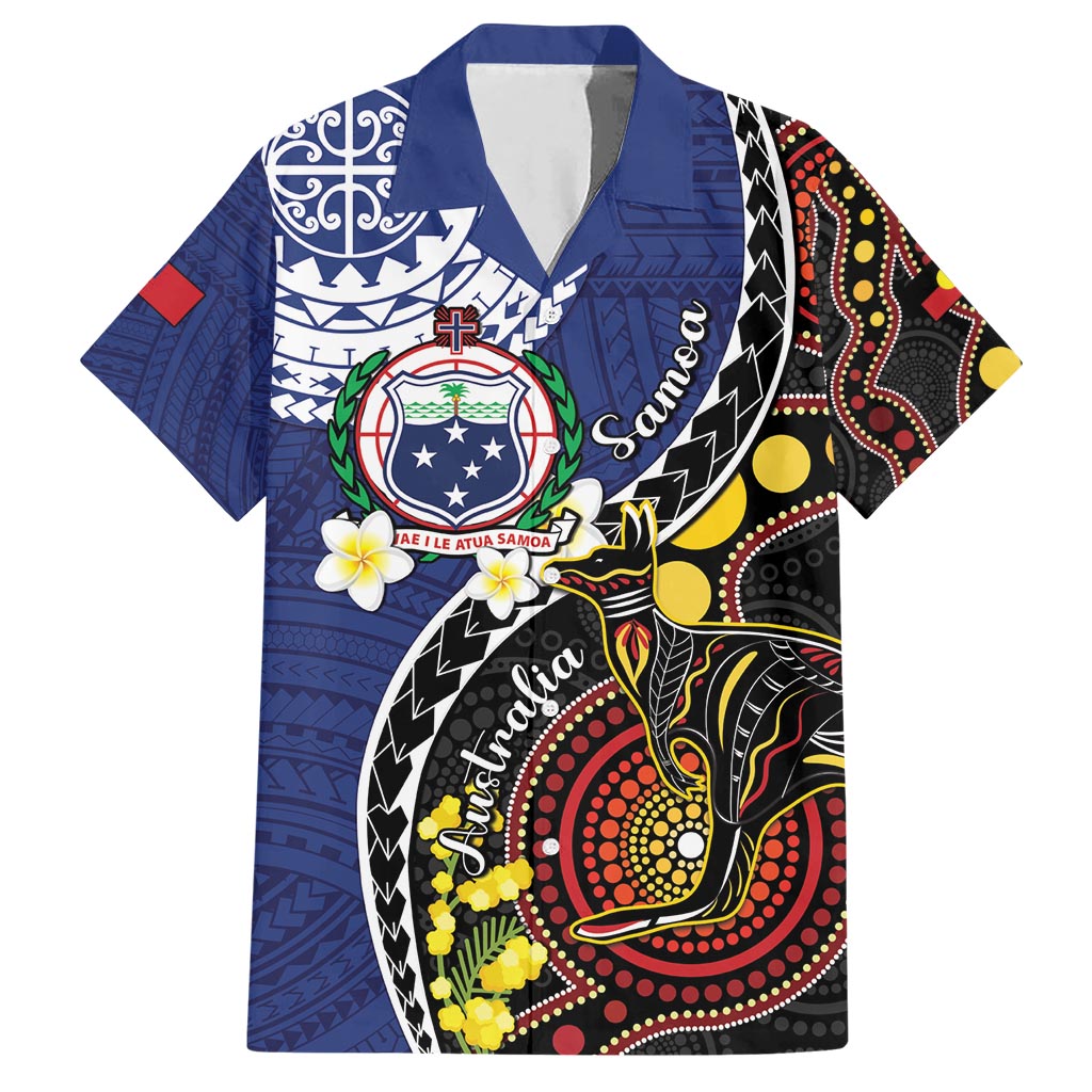Samoa And Australia Together Hawaiian Shirt Aboriginal Mix Polynesian LT05 Blue - Polynesian Pride