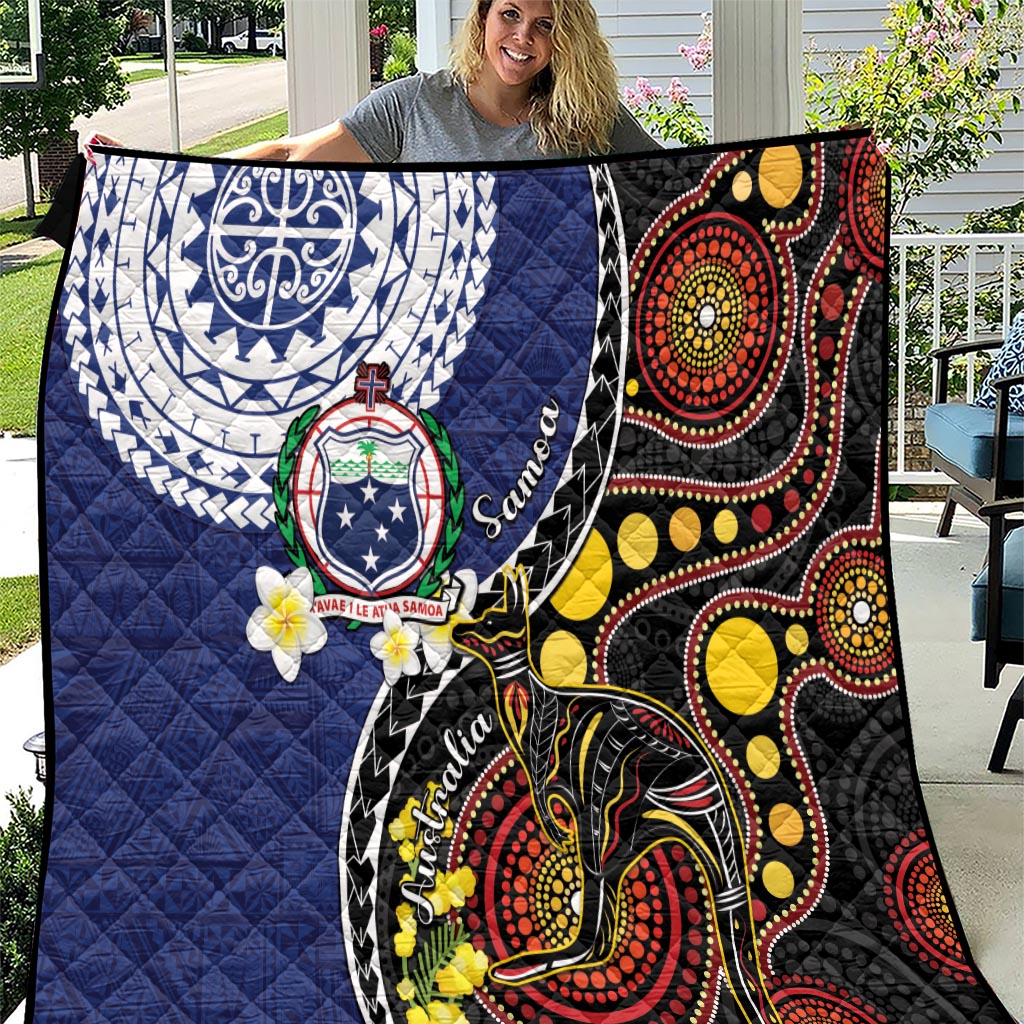 Samoa And Australia Together Quilt Aboriginal Mix Polynesian LT05 Blue - Polynesian Pride