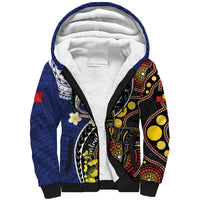 Samoa And Australia Together Sherpa Hoodie Aboriginal Mix Polynesian LT05 Unisex Blue - Polynesian Pride