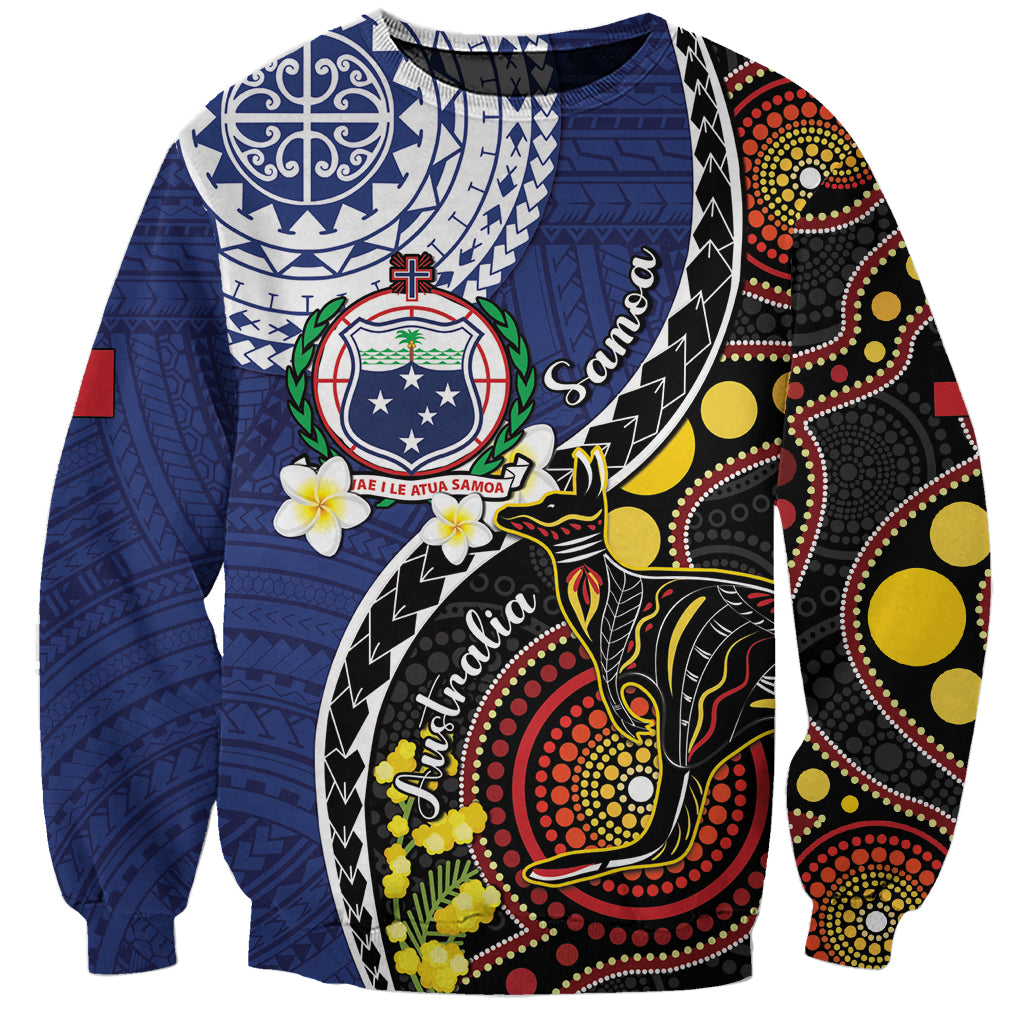 Samoa And Australia Together Sweatshirt Aboriginal Mix Polynesian LT05 Unisex Blue - Polynesian Pride