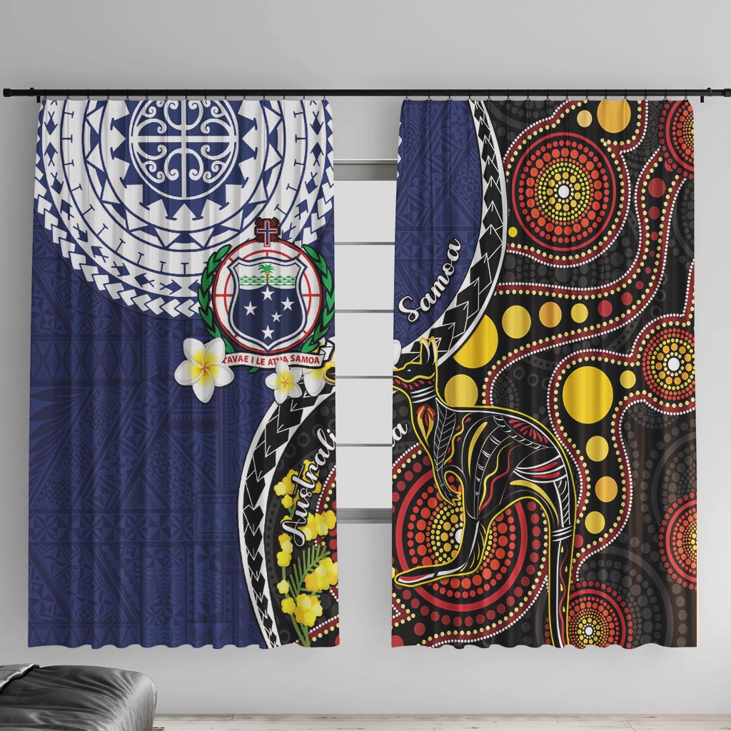 Samoa And Australia Together Window Curtain Aboriginal Mix Polynesian LT05 With Hooks Blue - Polynesian Pride