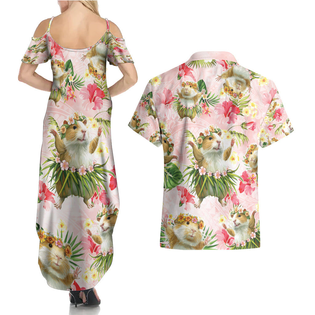 Hawaii Guinea Hula Pig Couples Matching Summer Maxi Dress and Hawaiian Shirt Funny Tropical Style
