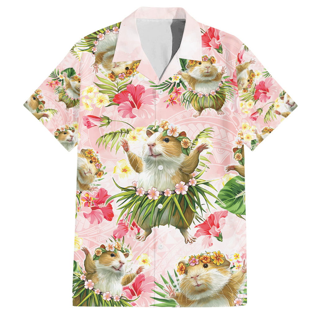 Hawaii Guinea Hula Pig Family Matching Long Sleeve Bodycon Dress and Hawaiian Shirt Funny Tropical Style