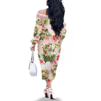 Hawaii Guinea Hula Pig Family Matching Off The Shoulder Long Sleeve Dress and Hawaiian Shirt Funny Tropical Style