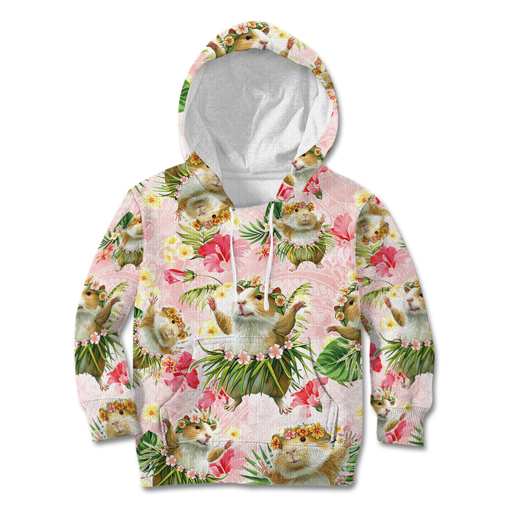Hawaii Guinea Hula Pig Kid Hoodie Funny Tropical Style LT05 Hoodie Pink - Polynesian Pride