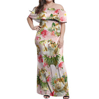 Hawaii Guinea Hula Pig Off Shoulder Maxi Dress Funny Tropical Style