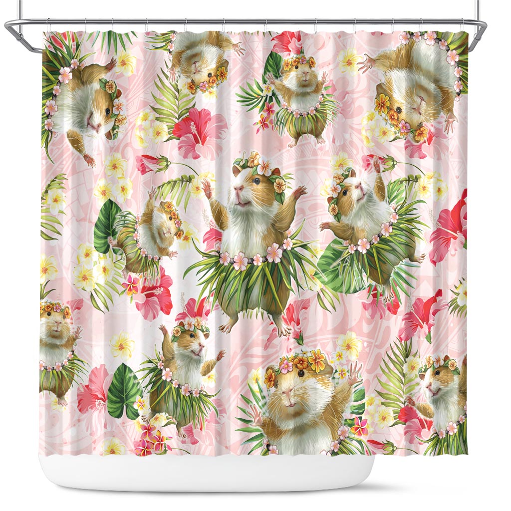Hawaii Guinea Hula Pig Shower Curtain Funny Tropical Style LT05 Pink - Polynesian Pride