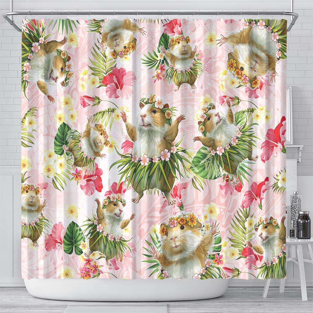 Hawaii Guinea Hula Pig Shower Curtain Funny Tropical Style