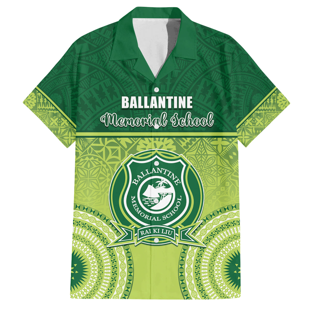 Personalised Ballantine Memorial School Family Matching Puletasi and Hawaiian Shirt With Fijian Tapa Pattern