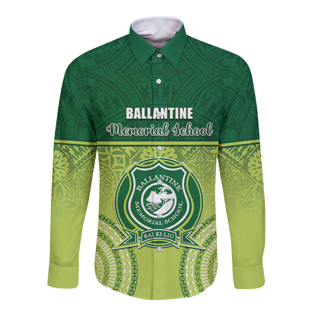 Personalised Ballantine Memorial School Long Sleeve Button Shirt With Fijian Tapa Pattern