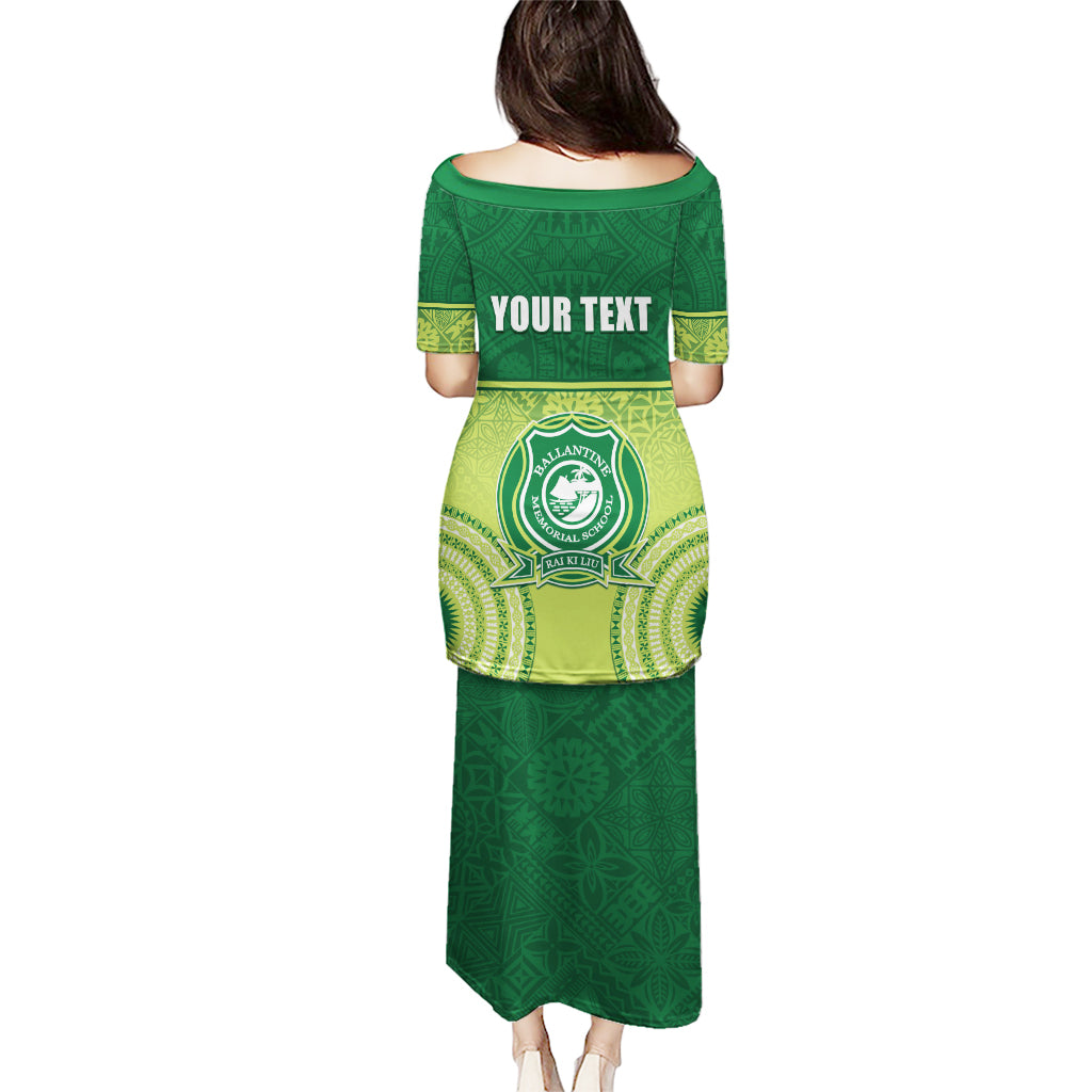 Personalised Ballantine Memorial School Puletasi With Fijian Tapa Pattern