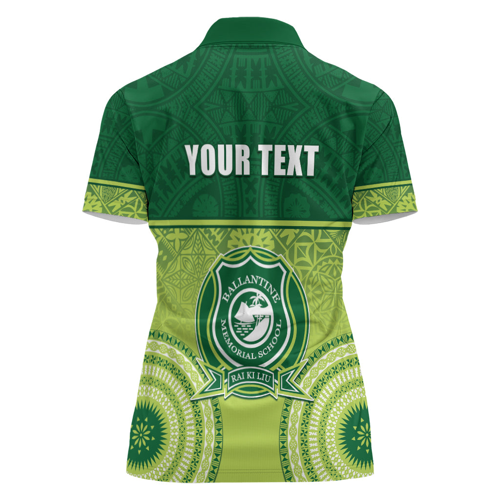 Personalised Ballantine Memorial School Women Polo Shirt With Fijian Tapa Pattern