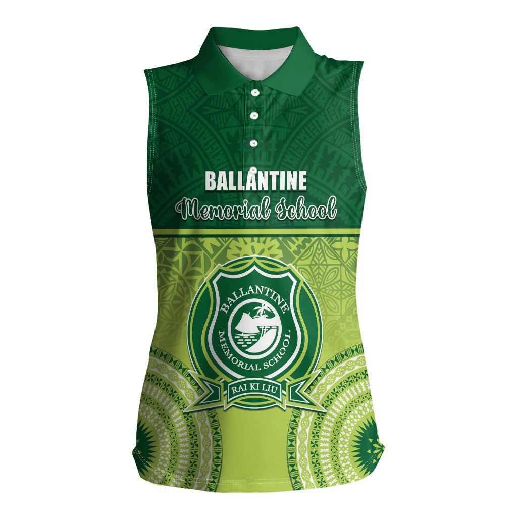 Personalised Ballantine Memorial School Women Sleeveless Polo Shirt With Fijian Tapa Pattern
