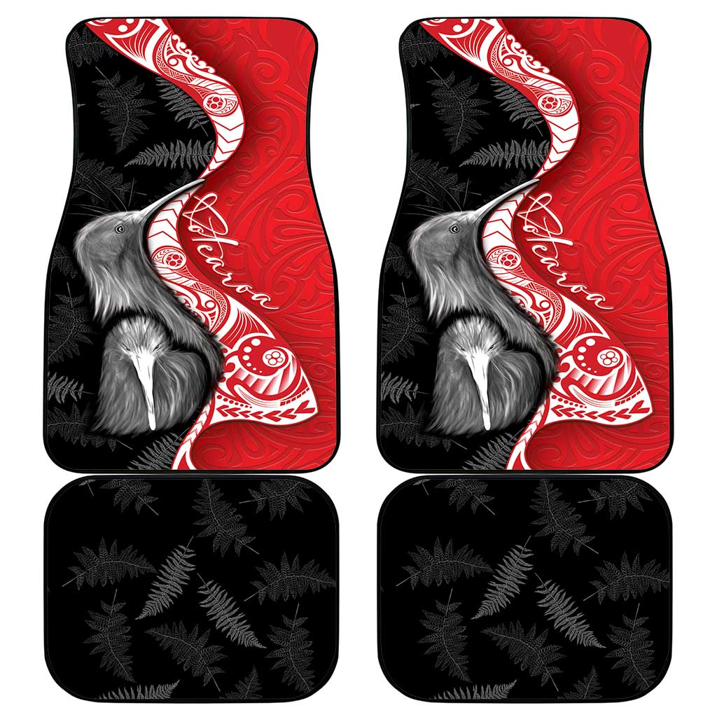 New Zealand Aotearoa Car Mats Kiwi Fern Maori Pattern Red Version