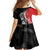New Zealand Aotearoa Family Matching Off Shoulder Short Dress and Hawaiian Shirt Kiwi Fern Maori Pattern Red Version