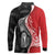 New Zealand Aotearoa Long Sleeve Polo Shirt Kiwi Fern Maori Pattern Red Version