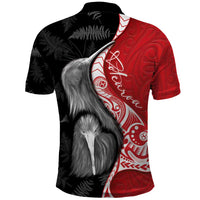New Zealand Aotearoa Polo Shirt Kiwi Fern Maori Pattern Red Version