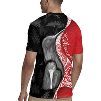 New Zealand Aotearoa Rugby Jersey Kiwi Fern Maori Pattern Red Version