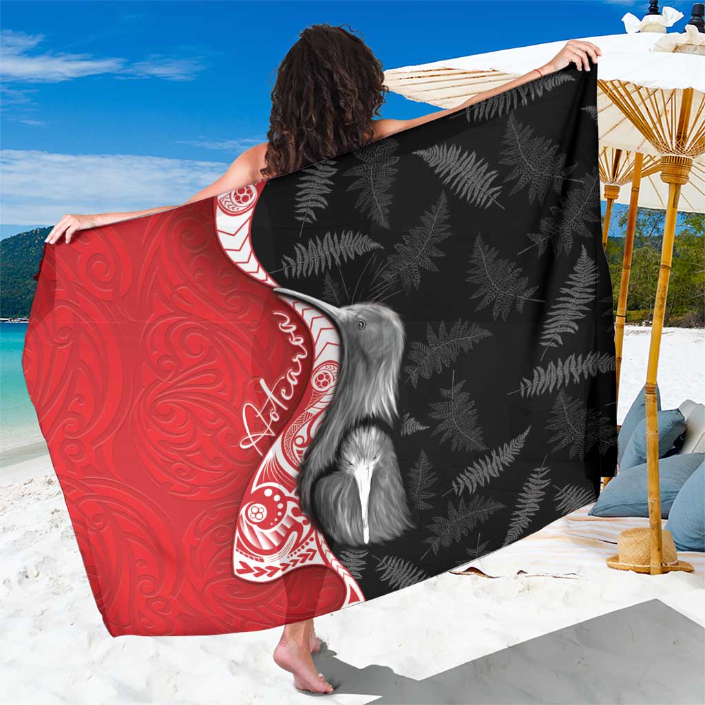 New Zealand Aotearoa Sarong Kiwi Fern Maori Pattern Red Version