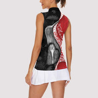 New Zealand Aotearoa Women Sleeveless Polo Shirt Kiwi Fern Maori Pattern Red Version