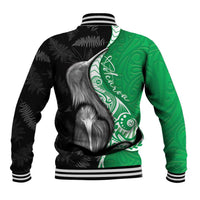 New Zealand Aotearoa Baseball Jacket Kiwi Fern Maori Pattern Green Version