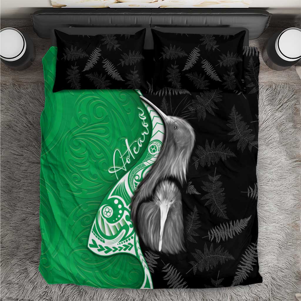 New Zealand Aotearoa Bedding Set Kiwi Fern Maori Pattern Green Version