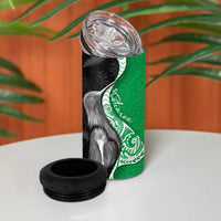 New Zealand Aotearoa 4 in 1 Can Cooler Tumbler Kiwi Fern Maori Pattern Green Version