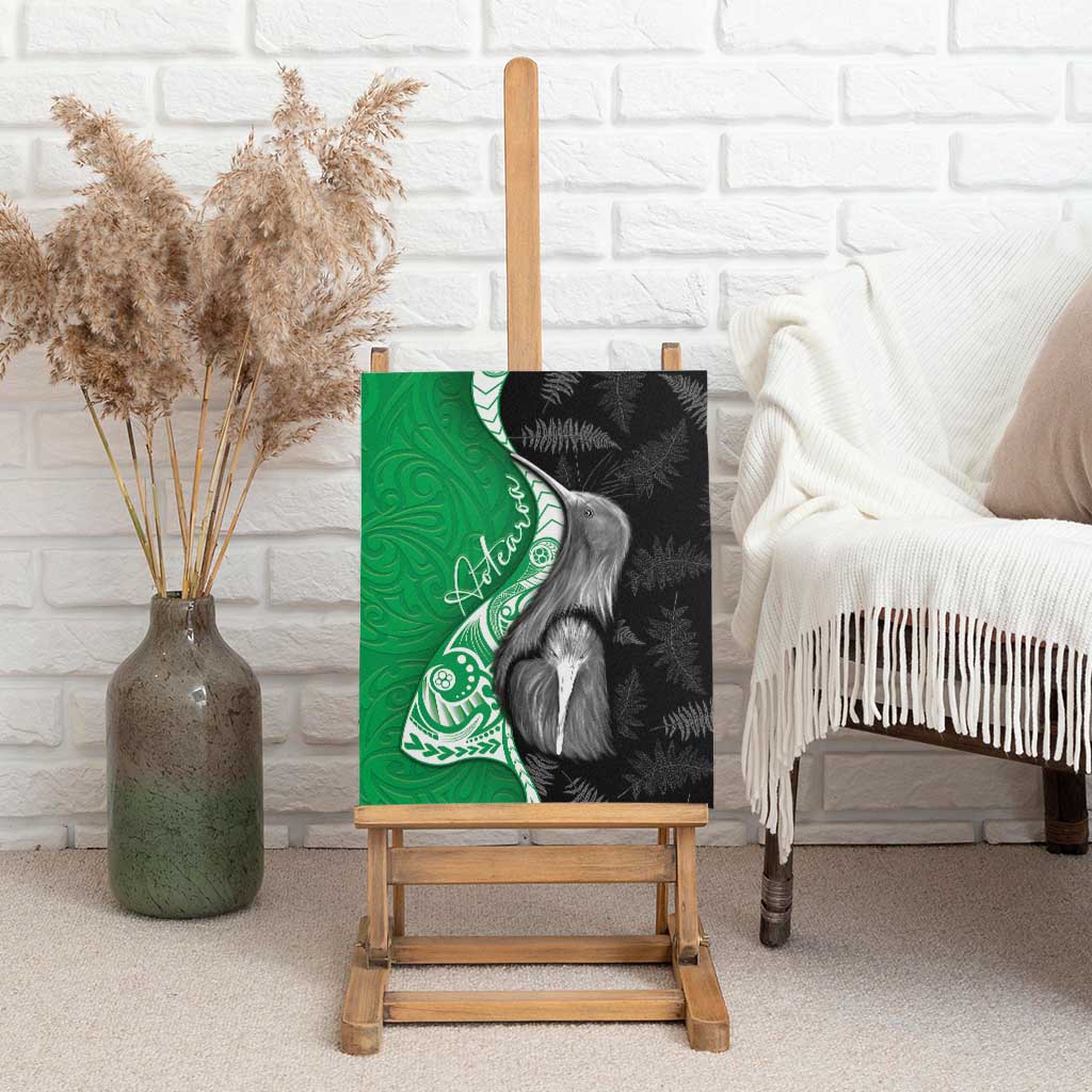 New Zealand Aotearoa Canvas Wall Art Kiwi Fern Maori Pattern Green Version