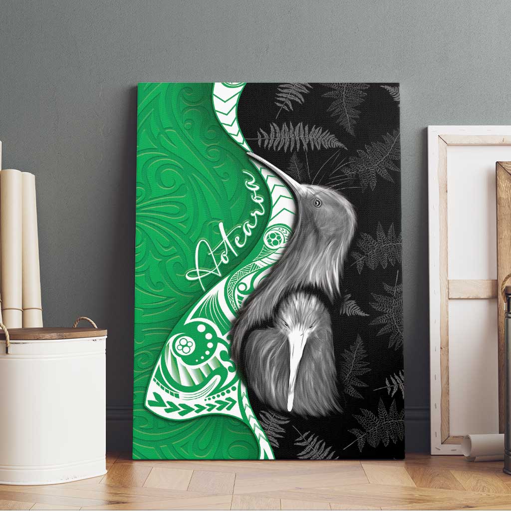 New Zealand Aotearoa Canvas Wall Art Kiwi Fern Maori Pattern Green Version