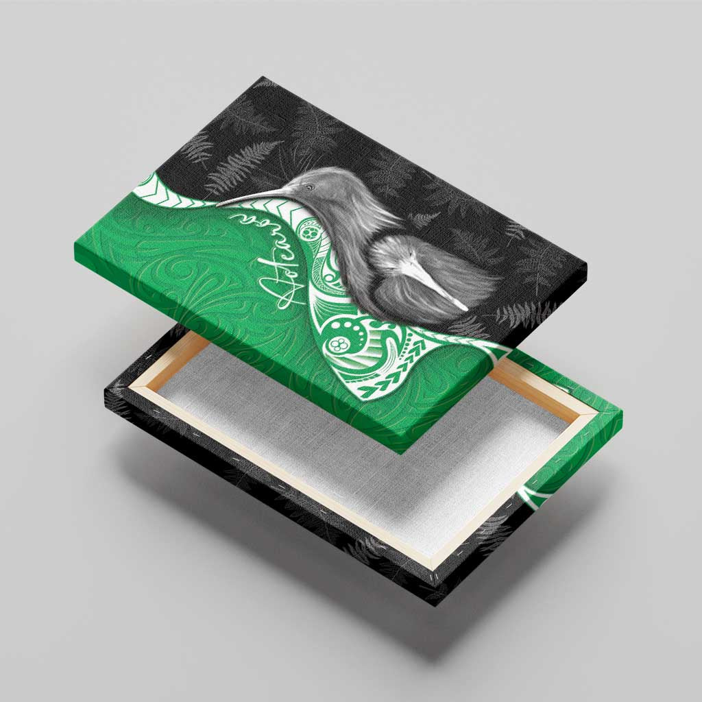 New Zealand Aotearoa Canvas Wall Art Kiwi Fern Maori Pattern Green Version