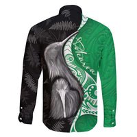 New Zealand Aotearoa Family Matching Mermaid Dress and Hawaiian Shirt Kiwi Fern Maori Pattern Green Version