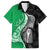 New Zealand Aotearoa Family Matching Off The Shoulder Long Sleeve Dress and Hawaiian Shirt Kiwi Fern Maori Pattern Green Version