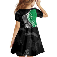 New Zealand Aotearoa Family Matching Off Shoulder Maxi Dress and Hawaiian Shirt Kiwi Fern Maori Pattern Green Version