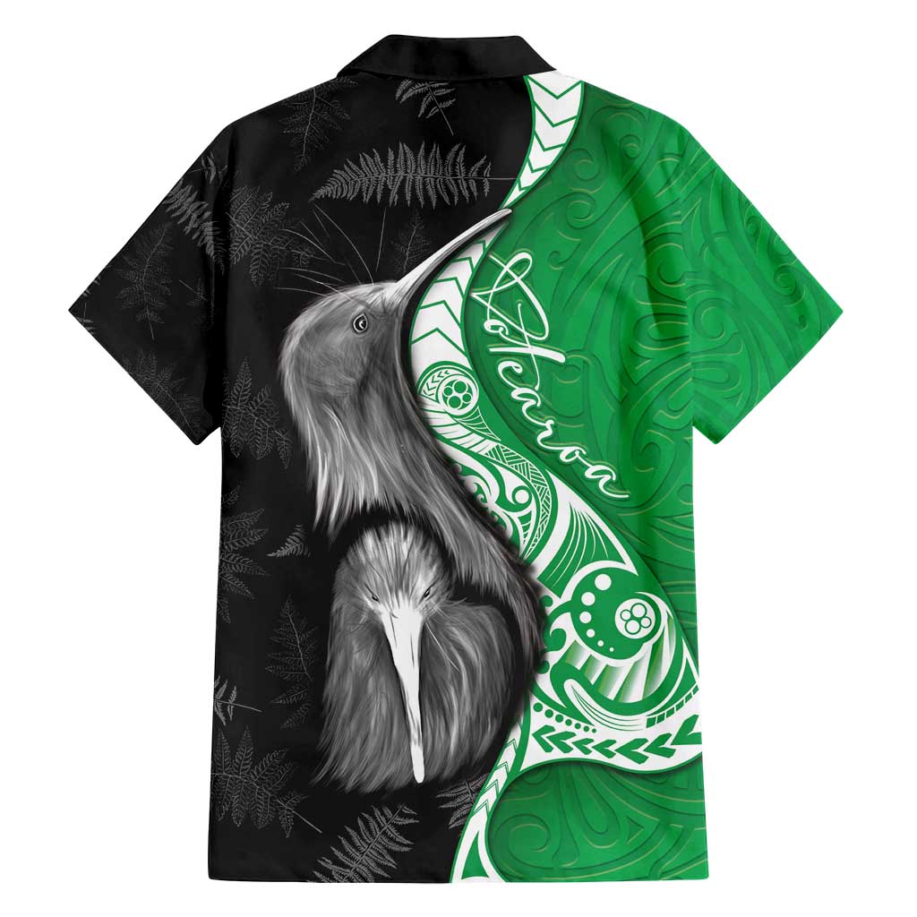 New Zealand Aotearoa Family Matching Puletasi and Hawaiian Shirt Kiwi Fern Maori Pattern Green Version