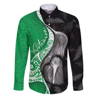 New Zealand Aotearoa Family Matching Puletasi and Hawaiian Shirt Kiwi Fern Maori Pattern Green Version