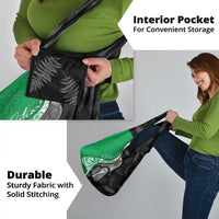 New Zealand Aotearoa Grocery Bag Kiwi Fern Maori Pattern Green Version