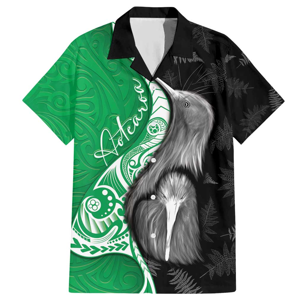 New Zealand Aotearoa Hawaiian Shirt Kiwi Fern Maori Pattern Green Version
