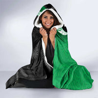 New Zealand Aotearoa Hooded Blanket Kiwi Fern Maori Pattern Green Version