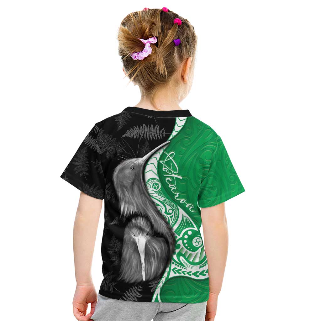 New Zealand Aotearoa Kid T Shirt Kiwi Fern Maori Pattern Green Version