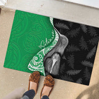 New Zealand Aotearoa Rubber Doormat Kiwi Fern Maori Pattern Green Version
