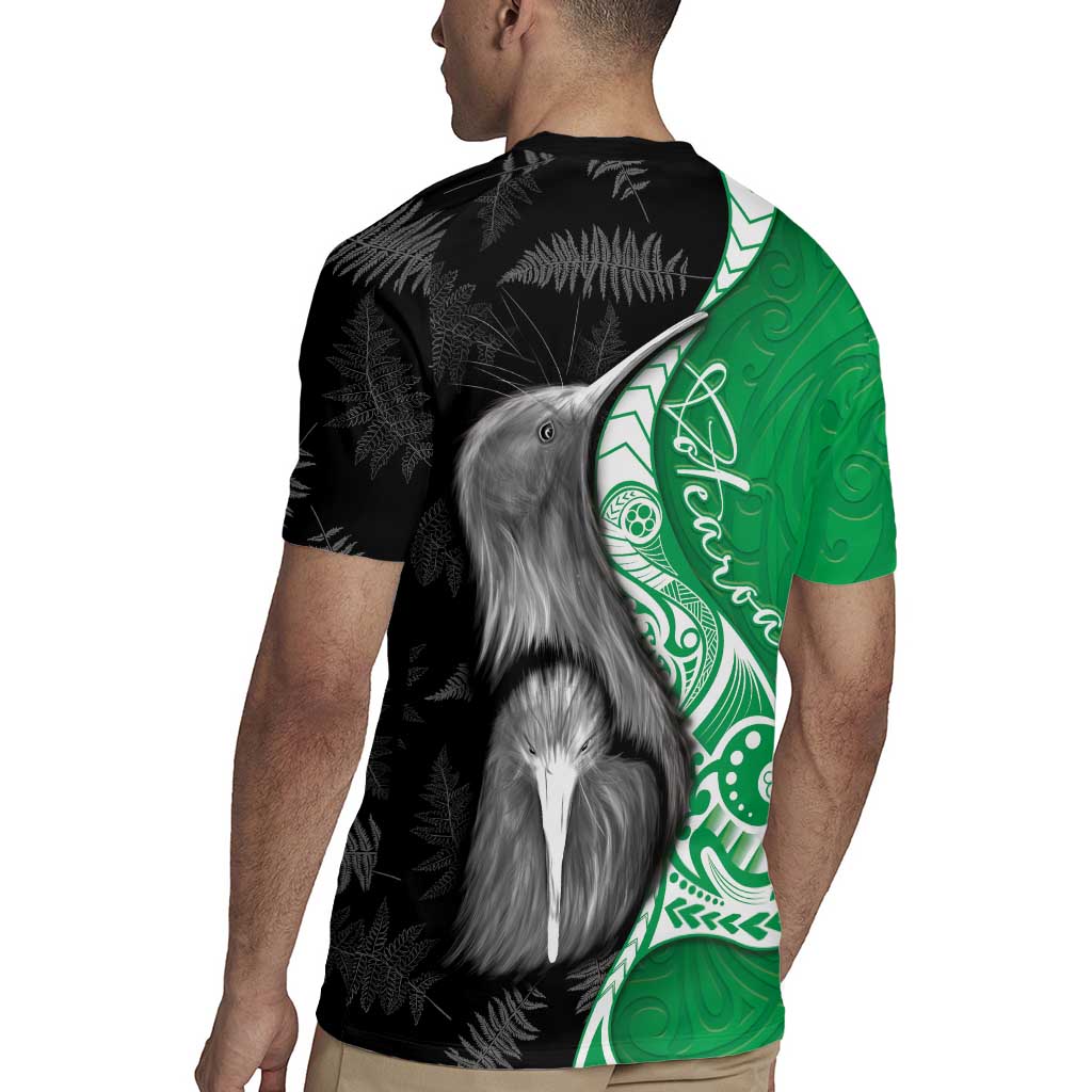 New Zealand Aotearoa Rugby Jersey Kiwi Fern Maori Pattern Green Version