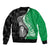 New Zealand Aotearoa Sleeve Zip Bomber Jacket Kiwi Fern Maori Pattern Green Version