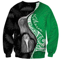 New Zealand Aotearoa Sweatshirt Kiwi Fern Maori Pattern Green Version