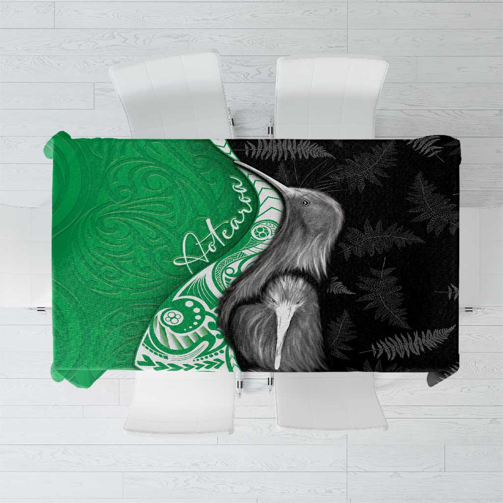 New Zealand Aotearoa Tablecloth Kiwi Fern Maori Pattern Green Version
