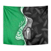New Zealand Aotearoa Tapestry Kiwi Fern Maori Pattern Green Version