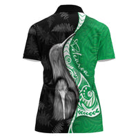 New Zealand Aotearoa Women Polo Shirt Kiwi Fern Maori Pattern Green Version